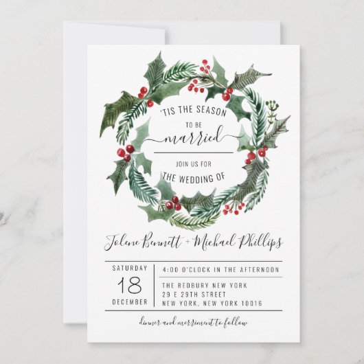 Dit is het seizoen | Uitnodiging tot kerstbruiloft (Voorkant)