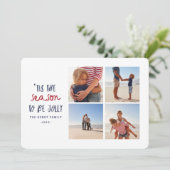 dit is het seizoen van de drie fotofamilie kerst feestdagenkaart (Staand voorkant)