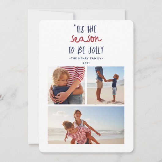 dit is het seizoen van de drie fotofamilie kerst feestdagenkaart (Voorkant)