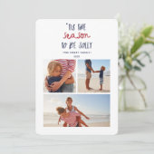 dit is het seizoen van de drie fotofamilie kerst feestdagenkaart (Staand voorkant)