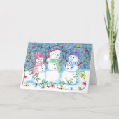 Dit is het seizoen van de Jolly Funny Snowmen Feestdagen Kaart (Voorkant)