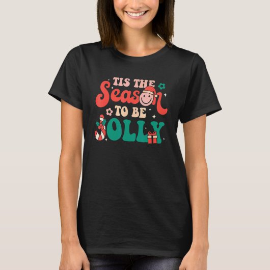 Dit is het seizoen van de Jolly Groovy Retro Kerst T-shirt (Voorkant)