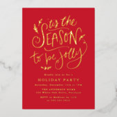 Dit is het seizoen van de Jolly Red Holiday Party Folie Uitnodiging (Voorkant)