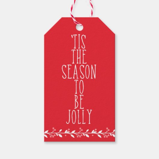 Dit is het seizoen van de Jolly Red/White Garland Cadeaulabel (Voorkant)