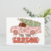 Dit is het seizoen van de kerst retro feestdagenkaart (Staand voorkant)