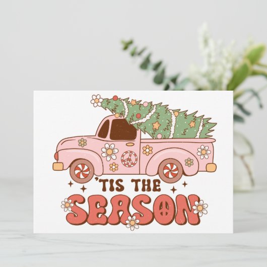 Dit is het seizoen van de kerst retro feestdagenkaart (Staand voorkant)