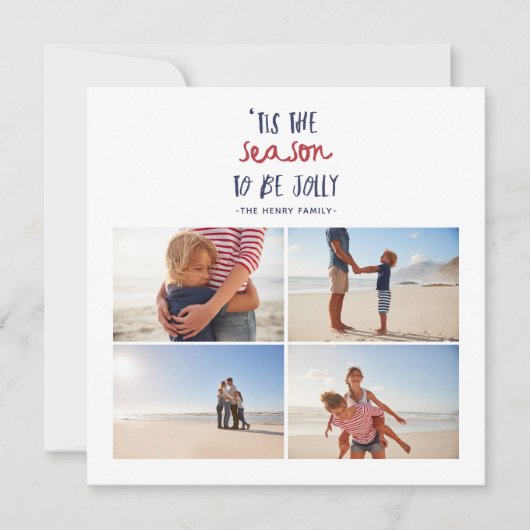 " dit is het seizoen van de meervier fotofamilie k feestdagenkaart (Voorkant)