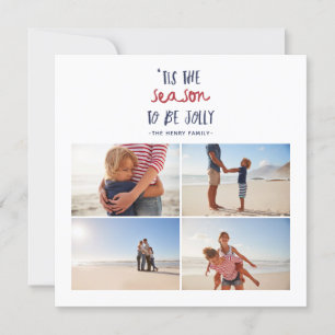 " dit is het seizoen van de meervier fotofamilie k feestdagenkaart
