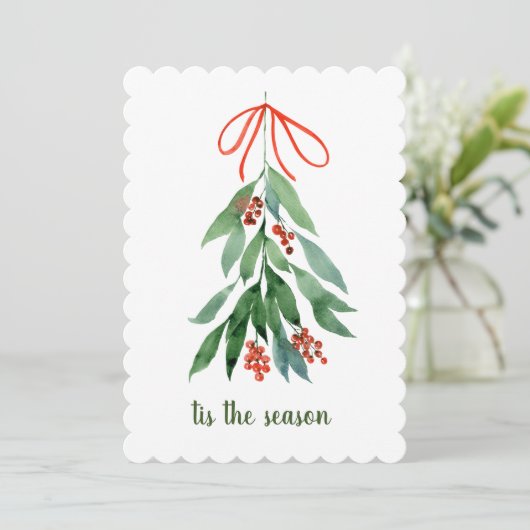 Dit is het seizoen van de Mistletoe waterverf met  Feestdagenkaart (Staand voorkant)