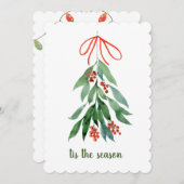 Dit is het seizoen van de Mistletoe waterverf met  Feestdagenkaart (Voorkant / Achterkant)