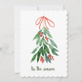 Dit is het seizoen van de Mistletoe waterverf met  Feestdagenkaart (Voorkant)