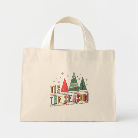 Dit is het seizoen van de moderne kersttypografie mini tote bag (Voorkant)