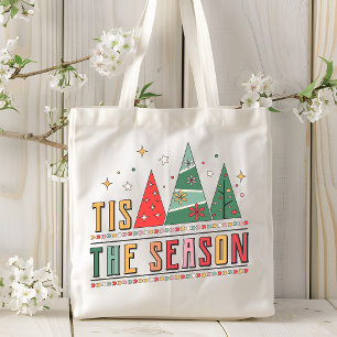 Dit is het seizoen van de moderne kersttypografie tote bag