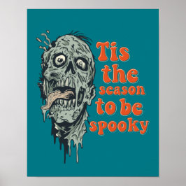 Dit is het seizoen van de spooky Zombie Skull Hall Poster