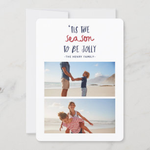 dit is het seizoen van de twee fotofamilie kerst feestdagenkaart