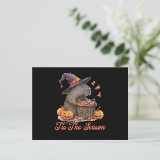 Dit is het seizoen van Halloween Capybara Briefkaart (Staand voorkant)