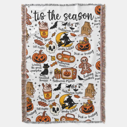 Dit is het seizoen van Halloween Doodles Deken (Voorkant Verticaal)