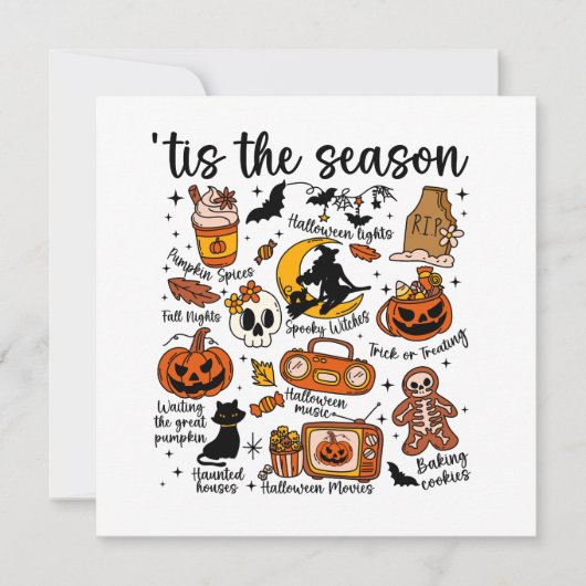 Dit is het seizoen van Halloween Doodles Save The Date (Voorkant)