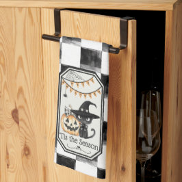 Dit is het seizoen van Happy Halloween Checkerboar Theedoek