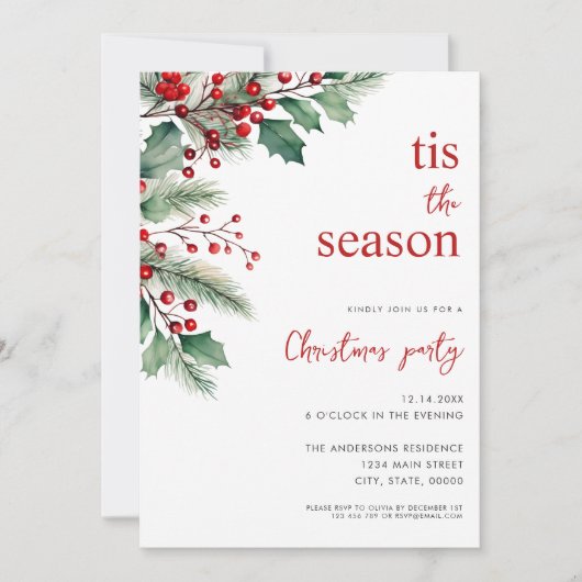 Dit is het seizoen van het moderne bloemige kerstf kaart (Voorkant)