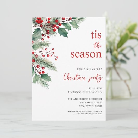 Dit is het seizoen van het moderne bloemige kerstf kaart (Staand voorkant)