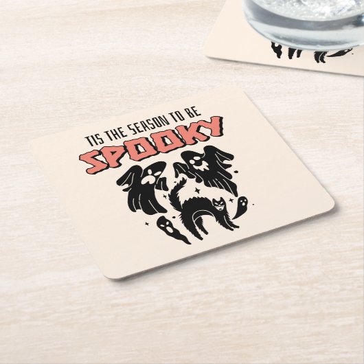 Dit is het seizoen van Spooky Creepy Halloween Kartonnen Onderzetters (Schuin)