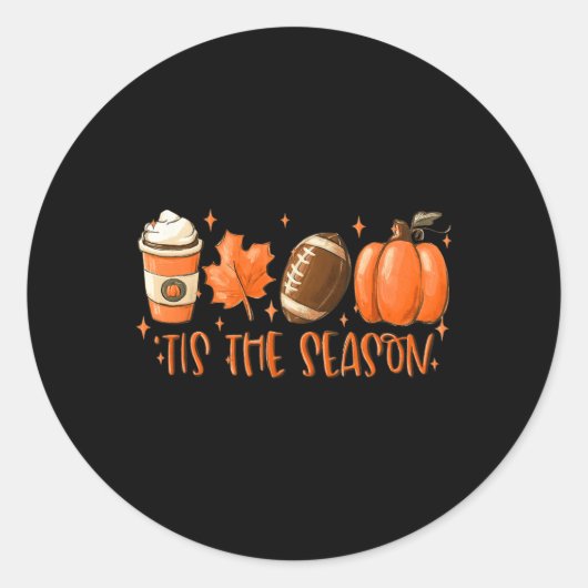 Dit is het seizoen voetbal Herfst Thanksgiving Ronde Sticker (Voorkant)