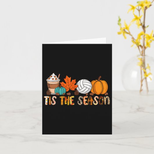 Dit is het seizoen volleybal pompoen blad latte He Kaart (Gele Bloem)