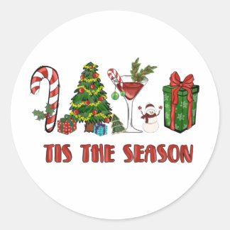 Dit is het seizoen voor een prettige kerst ronde sticker