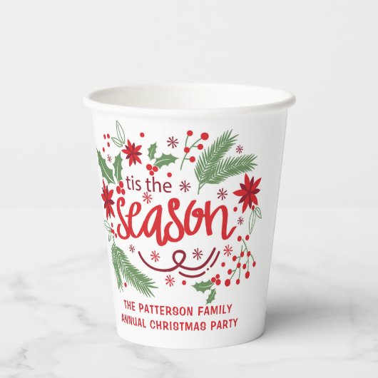Dit is het seizoen voor feestelijke kerstfeestdage papieren bekers (Achterkant)