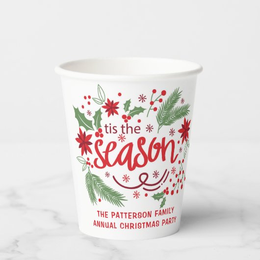 Dit is het seizoen voor feestelijke kerstfeestdage papieren bekers (Voorkant)