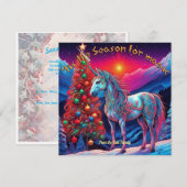 Dit is het seizoen voor magie, eenhoorn Flat Holid Feestdagenkaart (Voorkant / Achterkant)