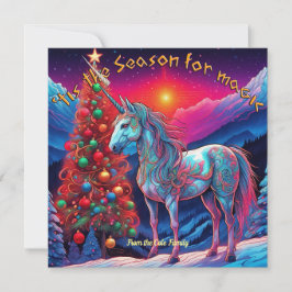 Dit is het seizoen voor magie, eenhoorn Flat Holid Feestdagenkaart