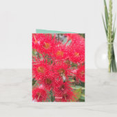 Dit is het seizoen voor vreugde - rode bloeiende k notitiekaartje (Achterkant)