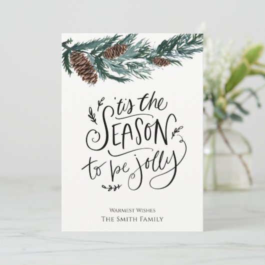 Dit is het seizoen waarin de pijnpijnboom van de W Feestdagenkaart (Staand voorkant)