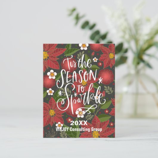 Dit is het seizoen waarin de Red Poinsettia-bedrij Briefkaart (Staand voorkant)