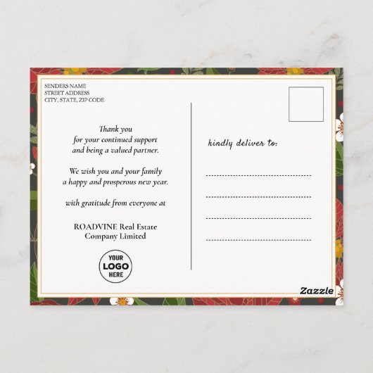 Dit is het seizoen waarin de Red Poinsettia-bedrij Briefkaart (Achterkant)