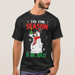 Dit is het seizoen waarin Jolly Snowman kerstpajam T-shirt