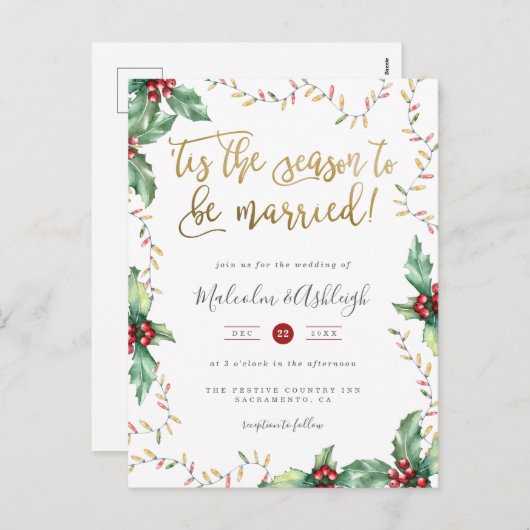 Dit is het seizoen waarin we met kerstbruiloft tro feestdagenkaart (Voorkant / Achterkant)