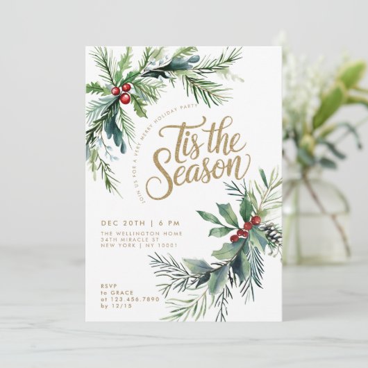 Dit is het seizoen Winter Berries gebladerte Kerst Kaart (Staand voorkant)