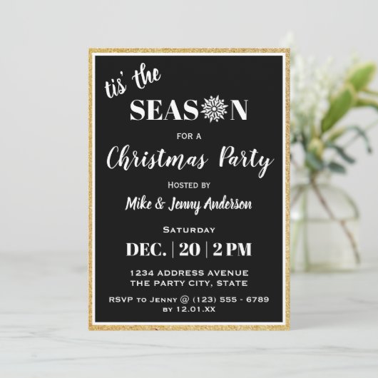 Dit is het seizoen | Zwarte en witte kerstfeestdag Kaart (Staand voorkant)