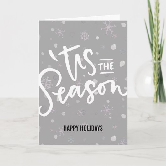 Dit is het Seizoensmoeierige Grijze Snowflakes Man Feestdagen Kaart (Voorkant)