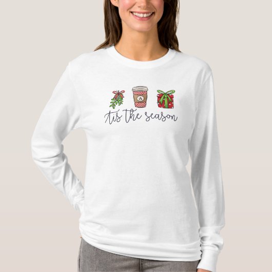 Dit is het Seizoensscript Initiaal Coffee Gift T-shirt (Voorkant)