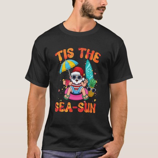 Dit is het Zee Sun Hawaii Santa Beach Zomer Kerstm T-shirt (Voorkant)