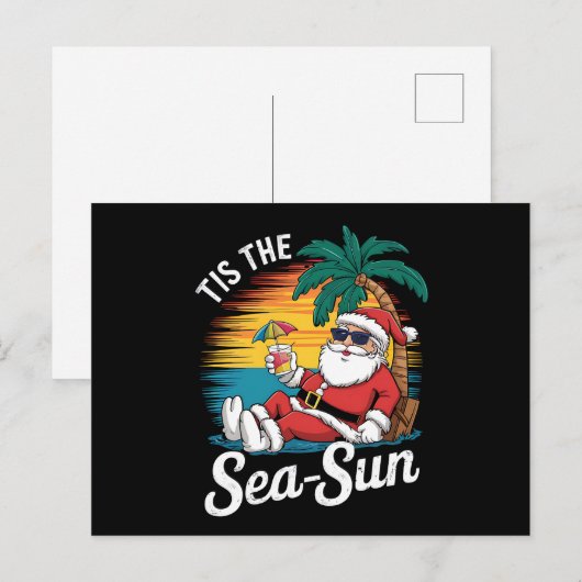 Dit is het Zee Sun Santa Beach Kerst in juli Briefkaart (Voorkant / Achterkant)