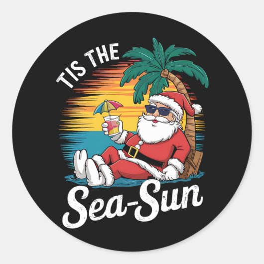 Dit is het Zee Sun Santa Beach Kerst in juli Ronde Sticker (Voorkant)