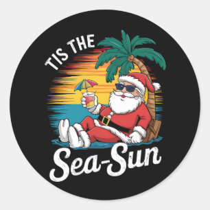 Dit is het Zee Sun Santa Beach Kerst in juli Ronde Sticker