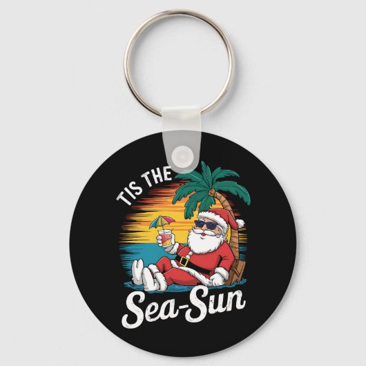 Dit is het Zee Sun Santa Beach Kerst in juli Sleutelhanger (Voorkant)