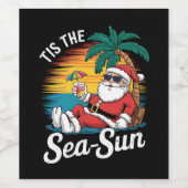 Dit is het Zee Sun Santa Beach Kerst in juli Wijn Etiket (Enkel label)