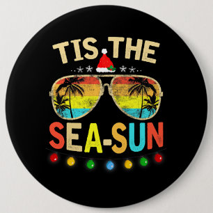 Dit is het Zee Sun Santa Beach Summer Kerstmis in  Ronde Button 6,0 Cm